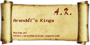 Arendás Kinga névjegykártya